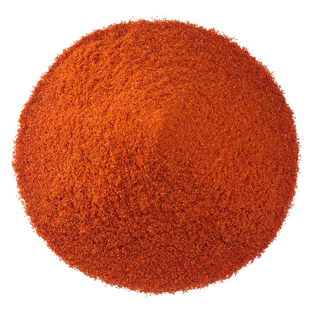 Close up shot of ground red chili powder